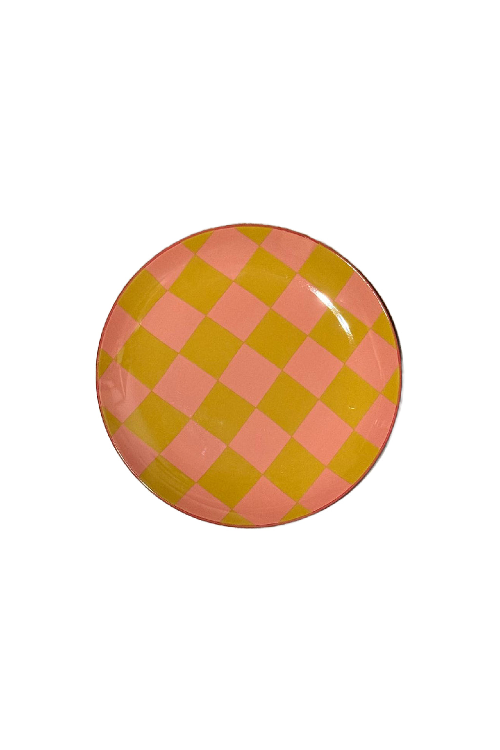 Bord met Ruitpatroon | Roze & Geel | Ø 31 cm