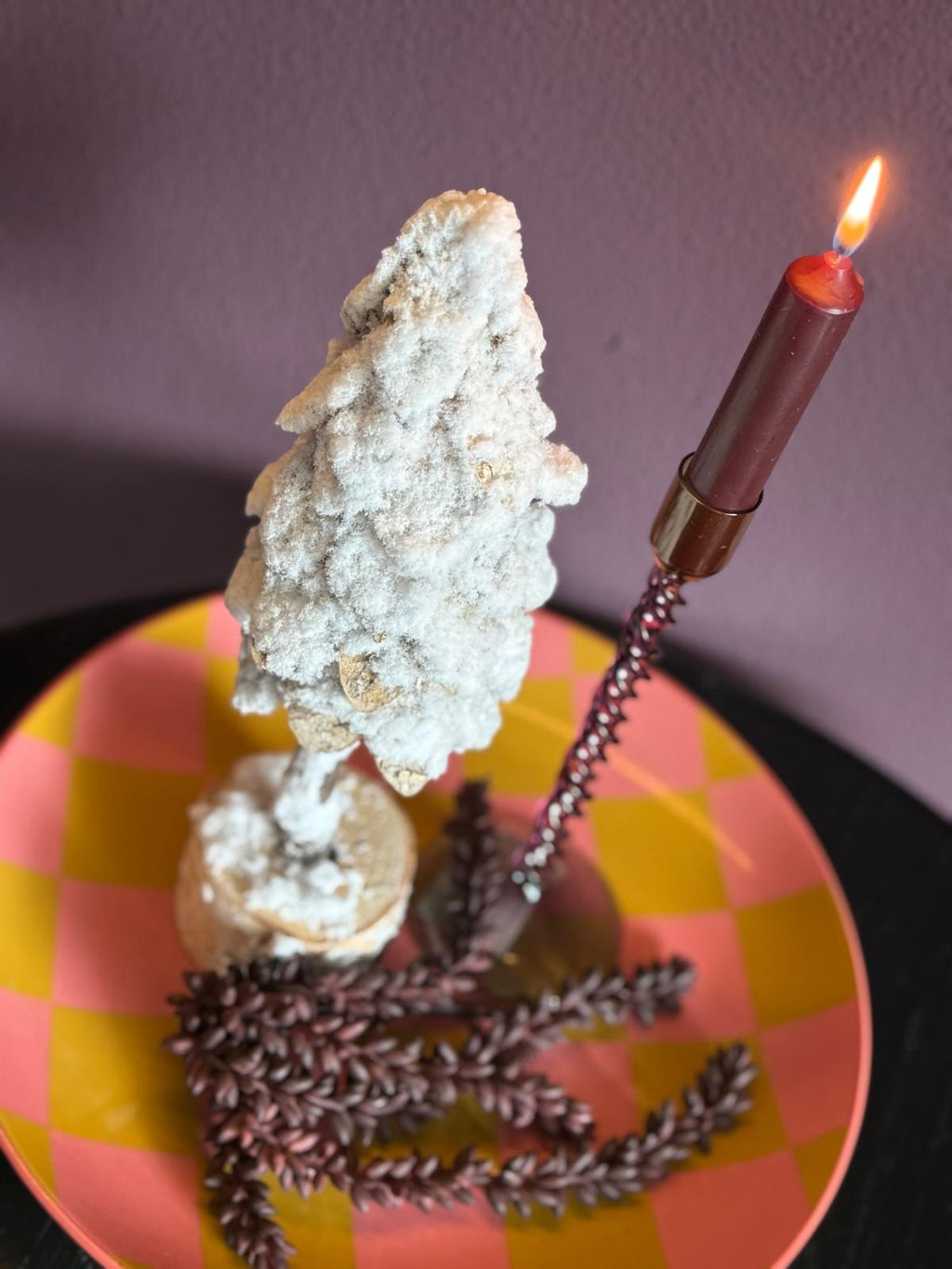 Bord met Ruitpatroon | Roze & Geel | Ø 31 cm